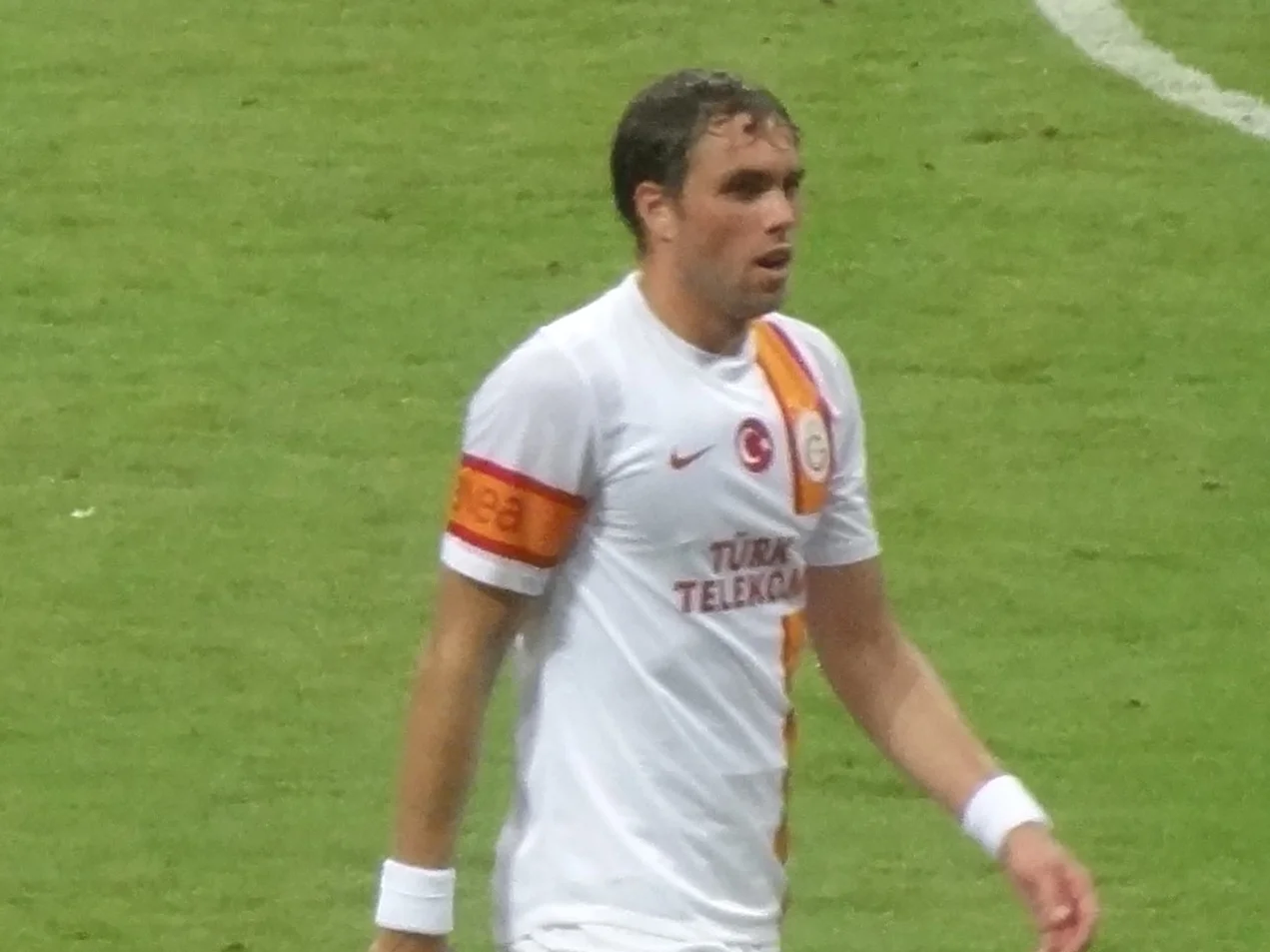 Johan Elmander på planen i Galatasarays matchställ